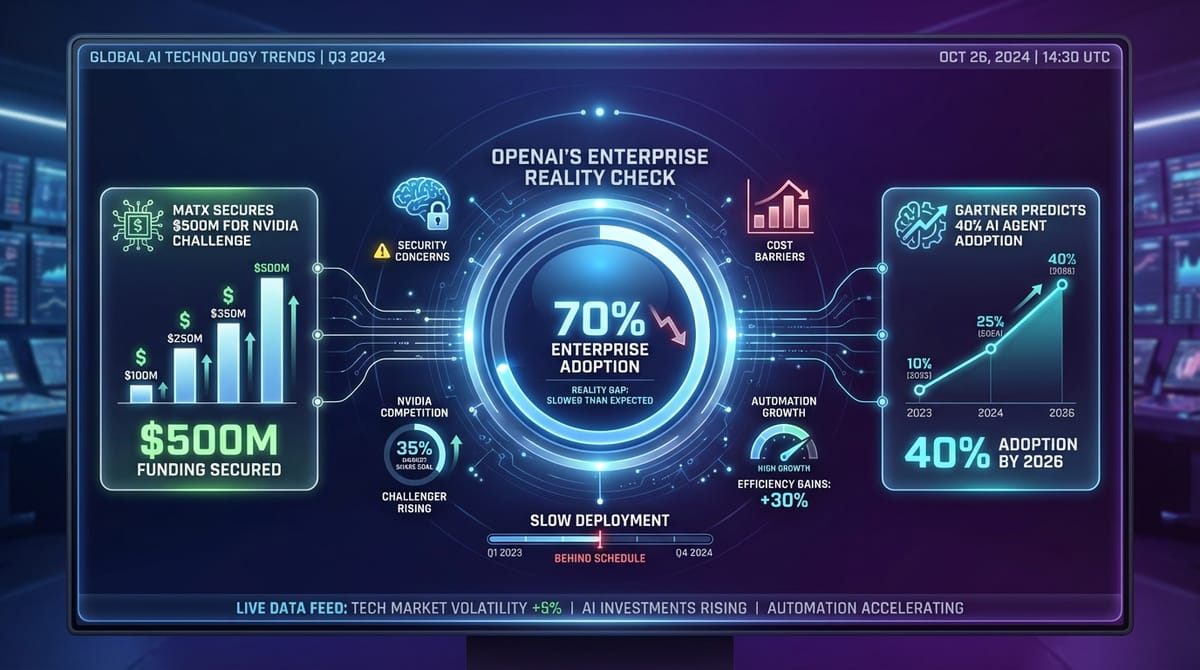 GenAI Daily - February 25, 2026: MatX Secures $500M for Nvidia Challenge, OpenAI's Enterprise Reality Check, Gartner Predicts 40% AI Agent Adoption